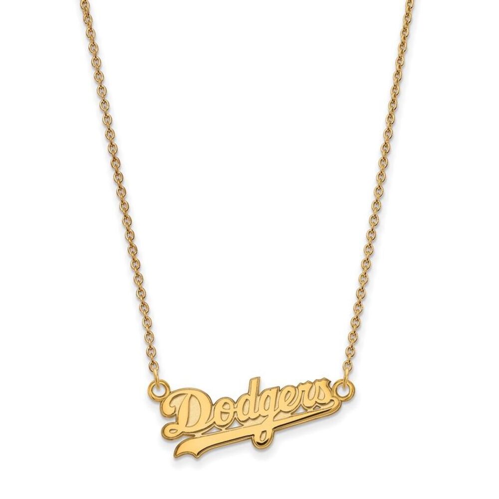14K Yellow Gold MLB Los Angeles Dodgers Small Script Necklace, 18 Inch